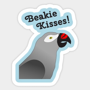Beakie Kisses African Grey Parrot Sticker